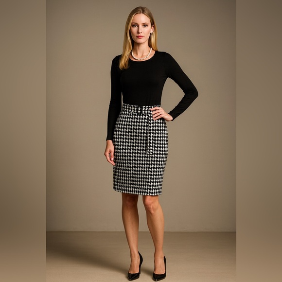 NWT Calvin Klein Black & White Career Knit Knee Length Pencil Skirt – Size 2 - Picture 2 of 16